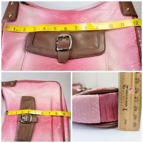 Sharif Studio Pink Snakeskin Embossed Leather Purse & Wristlet Bundle - Picture 8 of 11